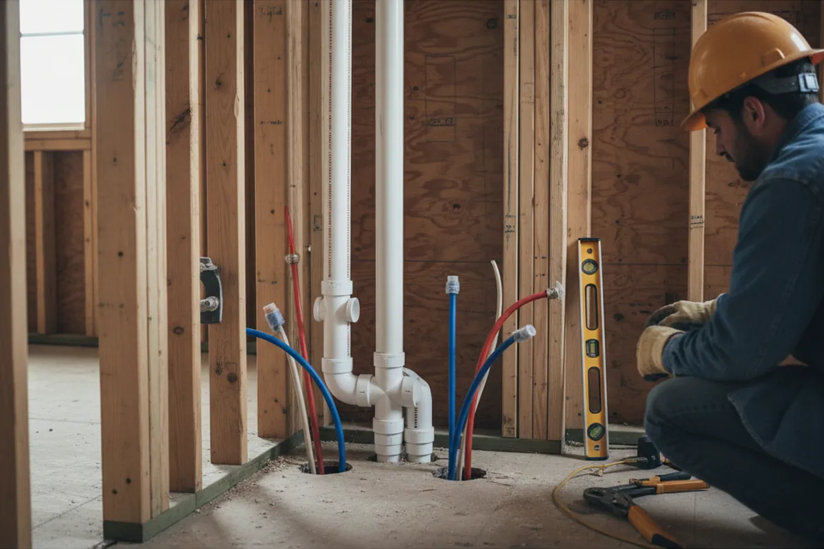 Drain and supply rough-in during Drain Cleaning in Double Springs