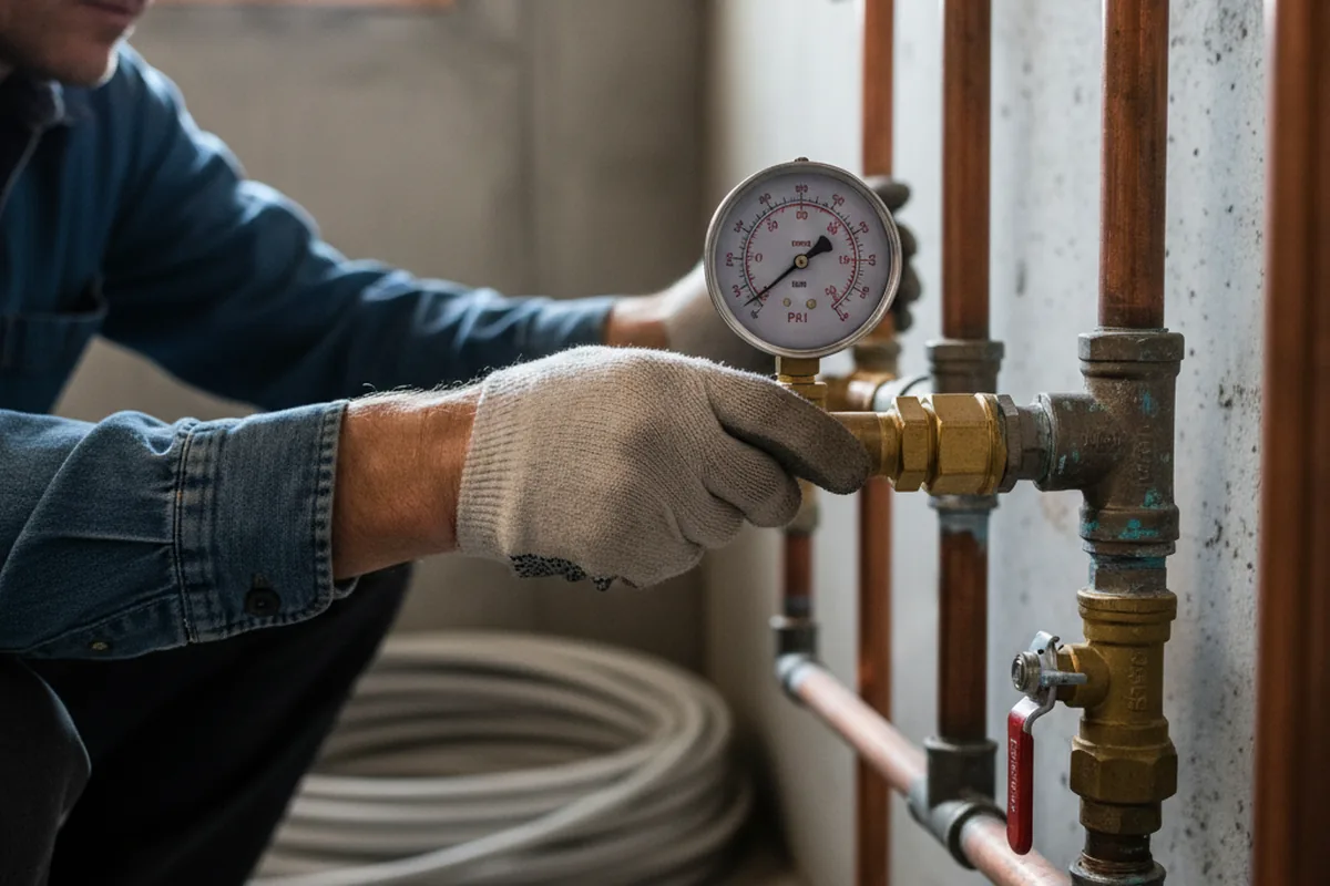 Pressure testing a repaired line during Water Line Repair in Double Springs